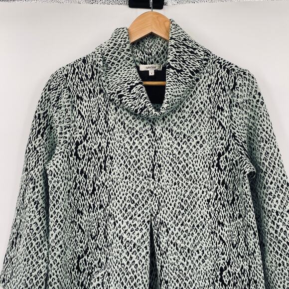 Tyler Boe Kim Mini Dress Cowl Neck Knit Snake Python Pattern Mint Green Black S - Picture 3 of 8